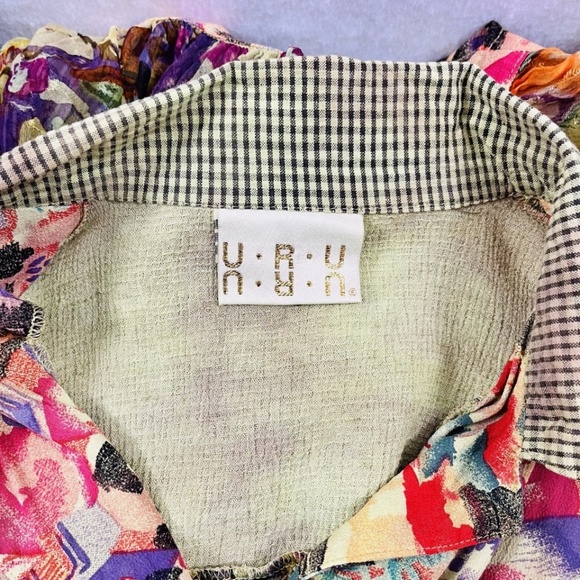 UbU Women's Unique Multicolor Abstract Print Hand Pleated Long Sleeve O/S - Picture 6 of 8